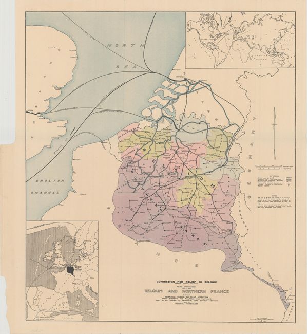 Belgium and Northern France Showing Geographic Divisions for Relief Operations...