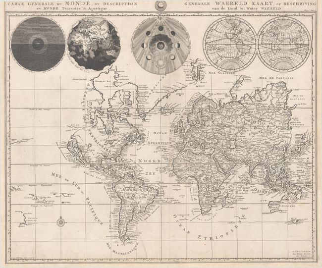 Carte Generale du Monde, ou Description du Monde Terrestre & Aquatique / Generale Waereld Kaart, of Beschryving van de Land en Water Waereld