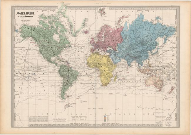 Mappe-Monde Planispherique Physique et Hydrographique