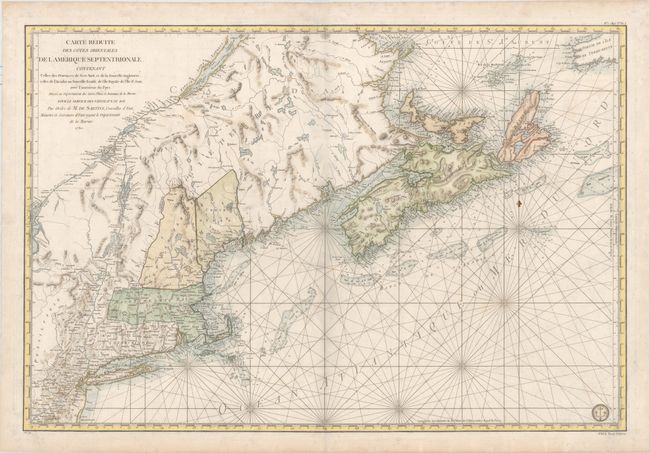 Carte Reduite des Cotes Orientales de l'Amerique Septentrionale. Contenant Celles des Provinces de New-York et de la Nouvelle Angleterre, Celles de l'Acadie ou Nouvelle Ecosse...