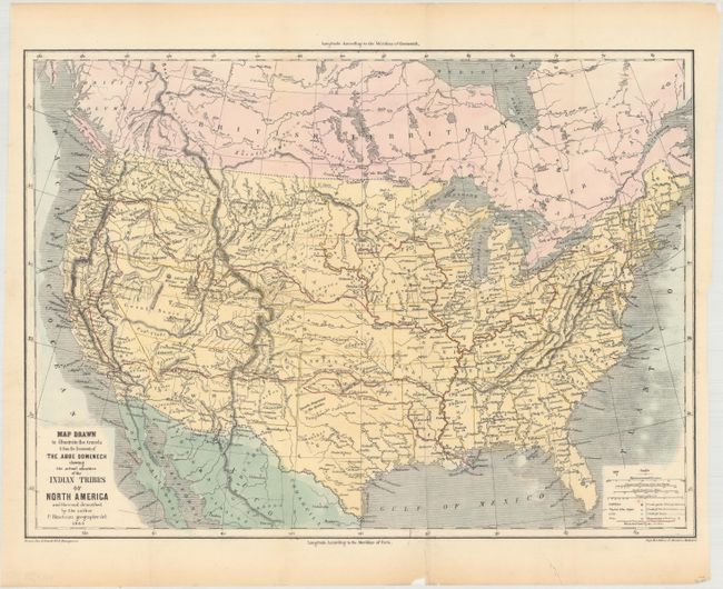 Map Drawn to Illustrate the Travels & From the Documents of the Abbe Domenech Showing the Actual Situation of the Indian Tribes of North America...