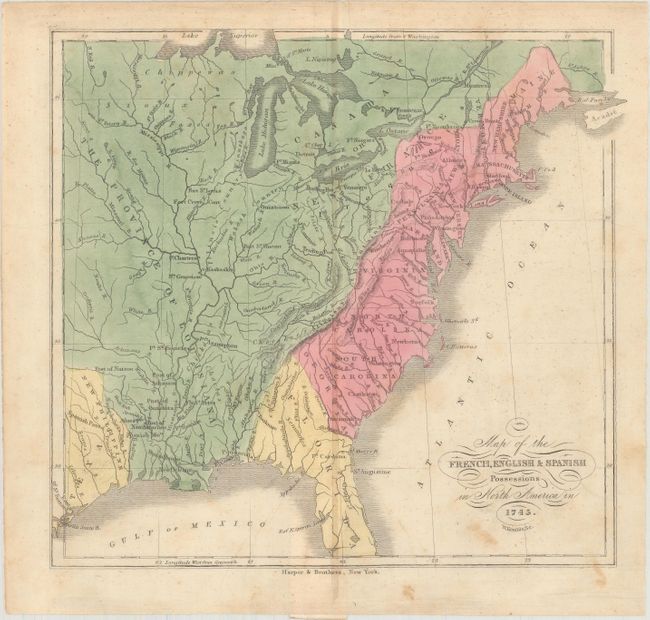 Map of the French, English & Spanish Possessions in North America in 1745