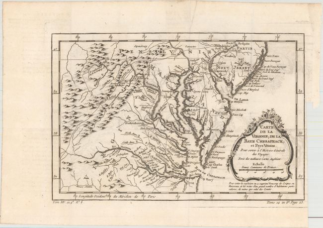 Carte de la Virginie, de la Baye Chesapeack, et Pays Voisins. Pour Servir a l'Histoire Generale des Voyages. Tiree des Meilleures Cartes Angloises