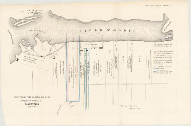Sketch of the Claims to Land on the River St. Marys at Pauwayteeg July 6th 1823