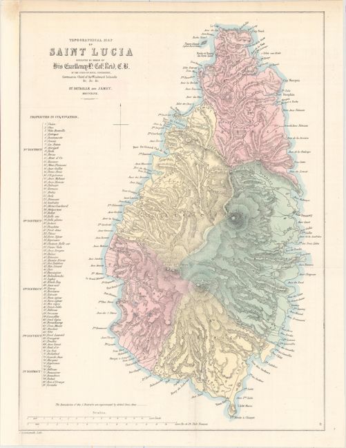 Topographical Map of Saint Lucia Executed by Order of His Excellency Lt. Coll. Reid, C.B. of the Corps of Royal Engineers...
