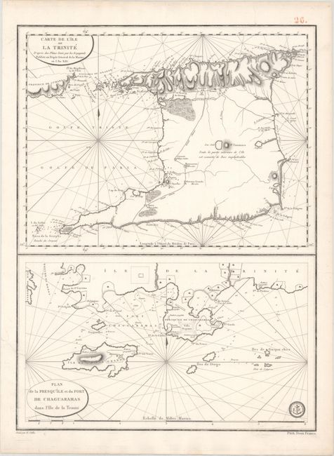Carte de l'Ile de la Trinite... [on sheet with] Plan de la Presqu'ile et du Port de Chaguaramas dans l'Ile de la Trinite