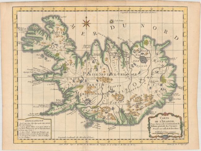 Carte de l'Islande pour Servir a la Continuation de l'Histoire Generale des Voyages.  Dressee sur celle de M. Horrebows