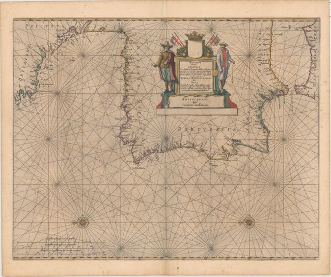 Pascaart vande Custen van Andaluzia, Portugal, Gallissien, Biscajen, en een Gedeelt van Vranckryck... / Tabula Hydrographica de Oris Andalusiae, Portugalliae, Galliciae, Biscajae et Aliqua Galliae Parte...