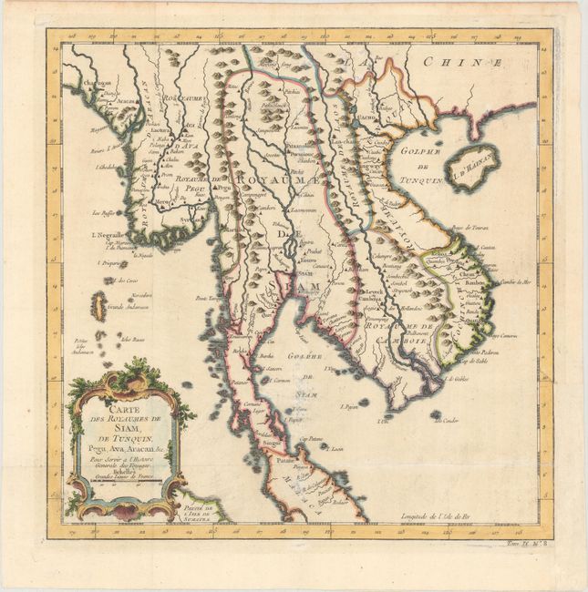 Carte des Royaumes de Siam, de Tunquin, Pegu, Ava, Aracan, &c. Pour Servir a l'Histoire Generale des Voyages
