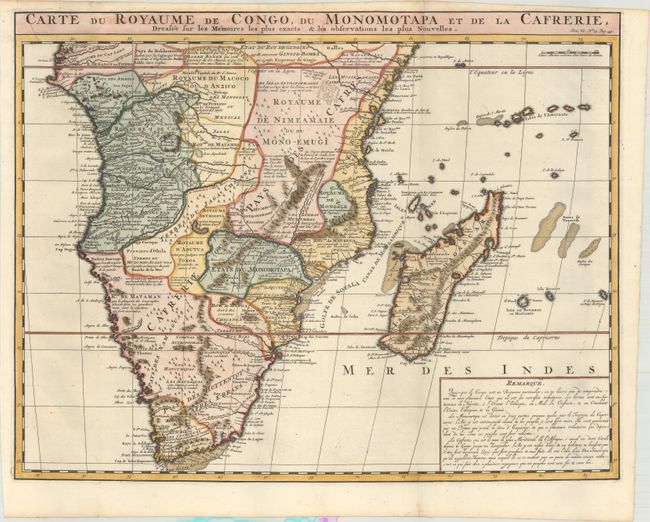 Carte du Royaume de Congo, du Monomotapa et de la Cafrerie, Dressee sur les Memoires les Plus Exacts & les Observations les Plus Nouvelles