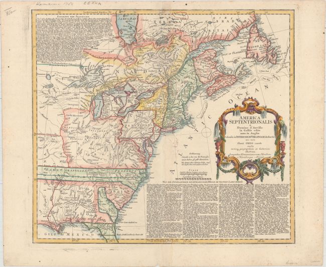 America Septentrionalis a Domino d'Anville in Galliis Edita nunc in Anglia Coloniis in Interiorem Virginiam Deductis nec non Fluvii Ohio Cursu...