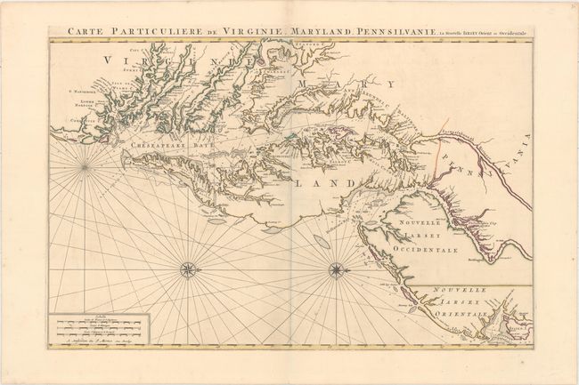 Carte Particuliere de Virginie, Maryland, Pennsilvanie, la Nouvelle Iarsey. Orient et Occidentale