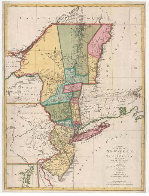 A Map of the Provinces of New-York and New-Jersey, with a part of Pennsylvania and the Province of Quebec, from the Topographical Observations of C. J. Sauthier