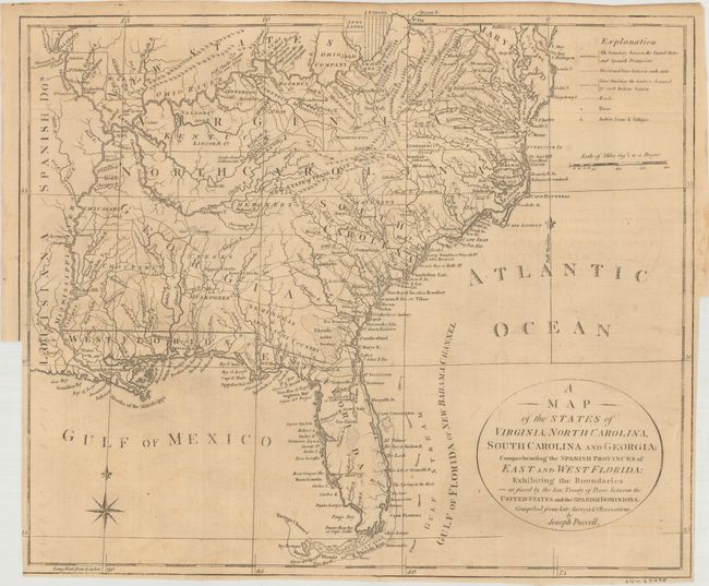 A Map of the States of Virginia, North Carolina, South Carolina and Georgia; Comprehending the Spanish Provinces of East and West Florida: Exhibiting the Boundaries as Fixed by the Late Treaty of Peace Between the United States and the Spanish Dominions