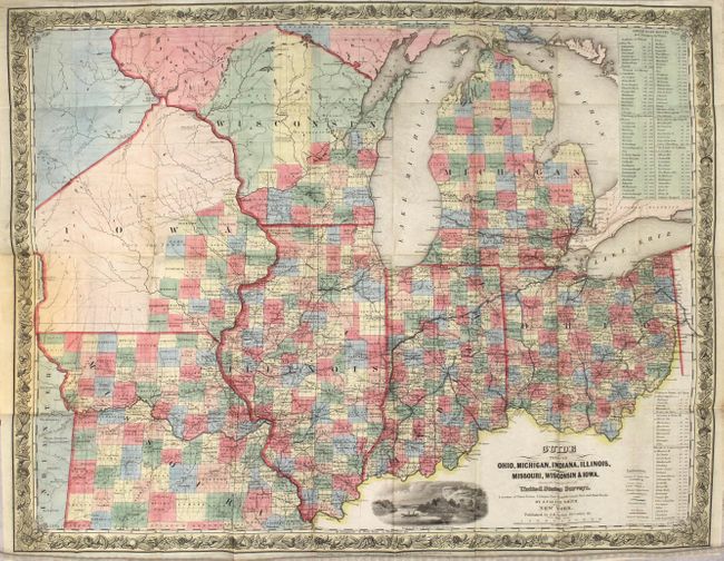 Guide Through Ohio, Michigan, Indiana, Illinois, Missouri, Wisconsin & Iowa. Showing the Township Lines of the United States Surveys... [in] The Western Tourist and Immigrant's Guide