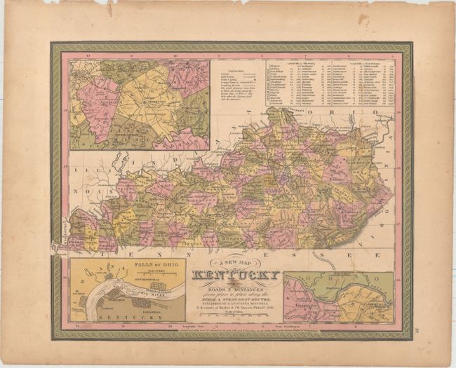 A New Map of Kentucky with Its Roads & Distances from Place to Place Along the Stage & Steamboat Routes