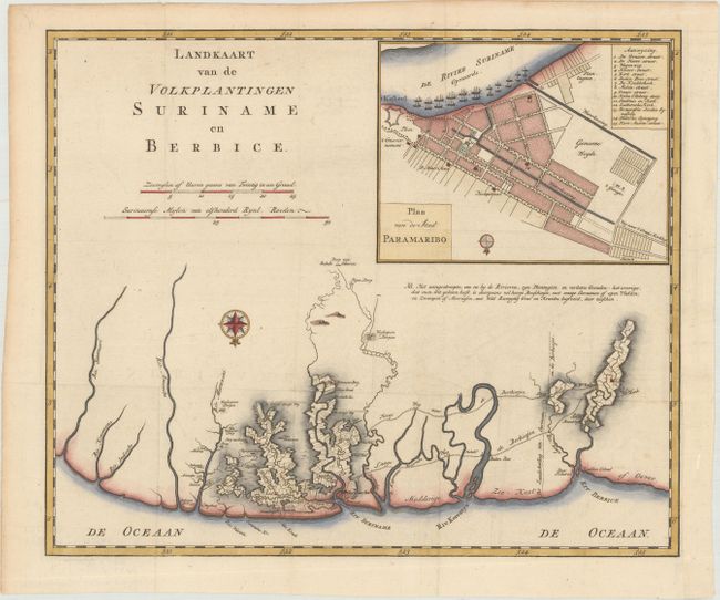 Landkaart van de Volkplantingen Suriname en Berbice