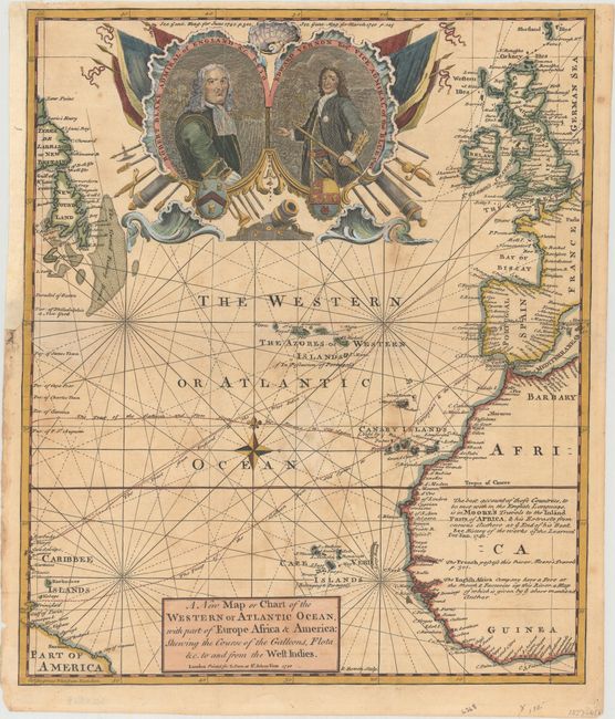 A New Map or Chart of the Western or Atlantic Ocean, with Part of Europe Africa & America: Shewing the Course of the Galleons, Flota &c. to and from the West Indies
