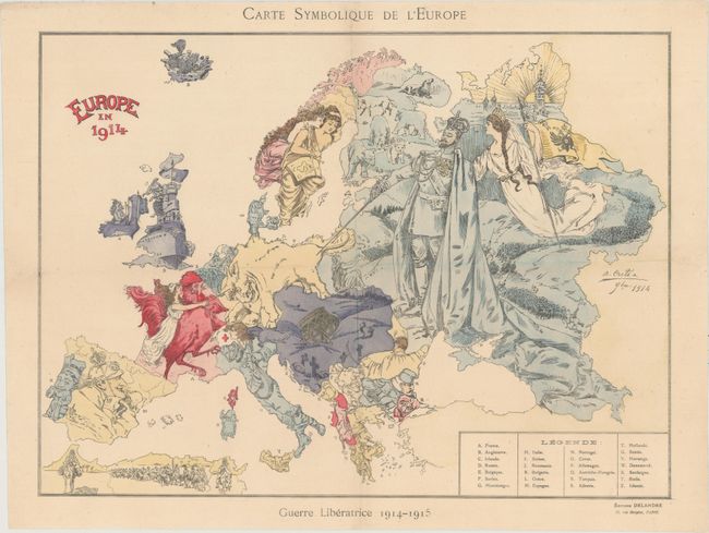 Carte Symbolique de l'Europe / Europe en 1914