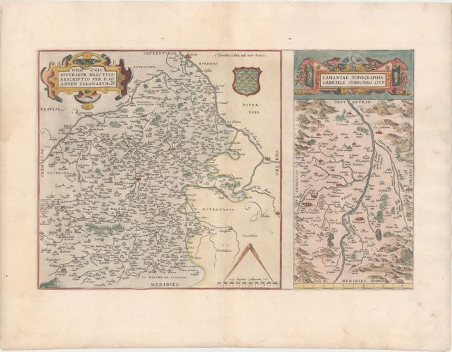 Regionis; Biturigum Exactiss: Descriptio per D. Ioannem Calamaeum [on sheet with] Limaniae Topographia Gabriele Symeoneo Auct.