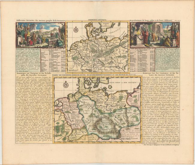 Carte de l'Ancienne Germanie Divisee en Quatre Differentes Nations et les Peuples de Chacune [on sheet with] Germania Antiqua