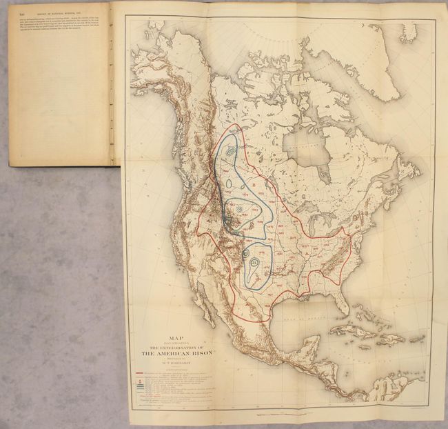 Map Illustrating the Extermination of the American Bison Prepared by W.T. Hornaday [bound in] Annual Report of the Boards of the Regents of the Smithsonian Institution, Part II