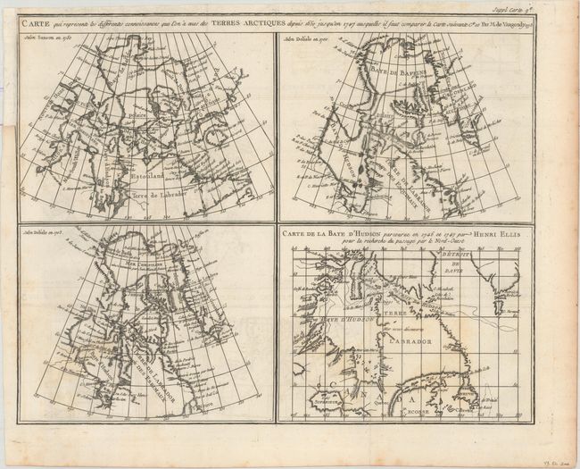 Carte qui Represente les Differentes Connoissances que l'on a eues des Terres Arctiques Depuis 1650 Jusqu'en 1747...