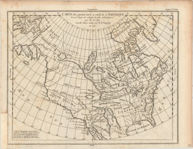 Carte des Parties Nord et Ouest de l Amerique Dressee d'Apres les Relations les Plus Authentiques par M... en 1764...