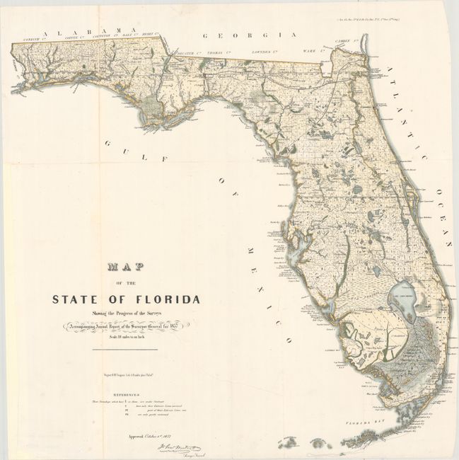 Map of the State of Florida Showing the Progress of the Surveys Accompanying Annual Report of the Surveyor General for 1857