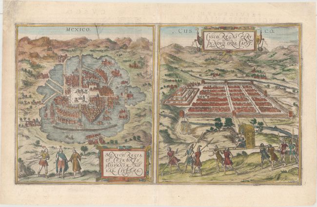 Mexico, Regia et Celebris Hispaniae Novae Civitas [on sheet with] Cusco, Regni Peru in Novo Orbe Casut