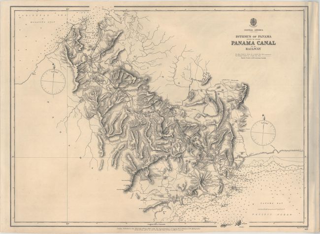 Central America - Isthmus of Panama Showing the Proposed Panama Canal and the Railway