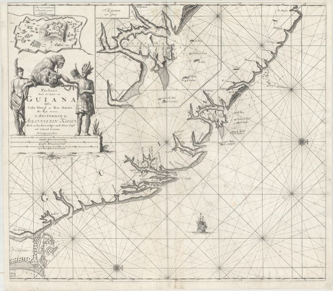 Pas-kaart van de Zee-Kusten van Guiana Tusschen Cabo Noord en Rio Amano...