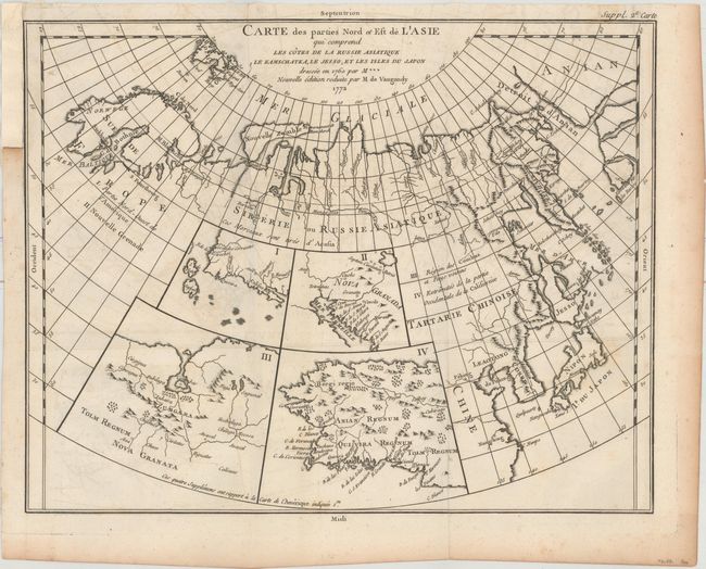 Carte des Parties Nord et Est de l'Asie qui Comprend les Cotes de la Russie Asiatique le Kamschatka, le Jesso, et les Isles du Japon...