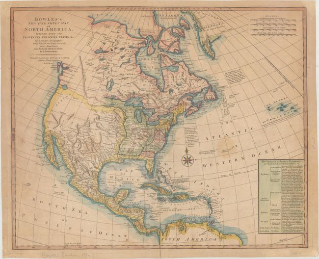 Bowles's New One-Sheet Map of North America, Divided into It's Provinces, Colonies, States, &c.