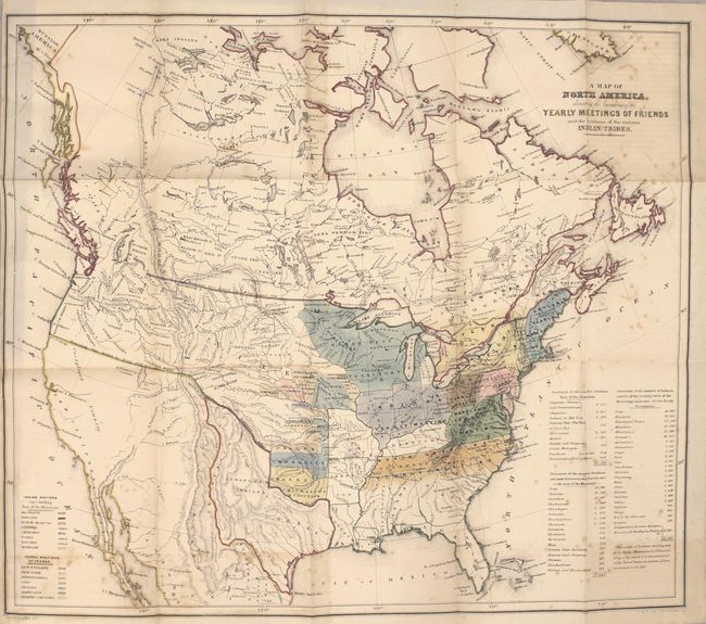 A Map of North America, Denoting the Boundaries of the Yearly Meetings of Friends and the Locations of the Various Indian Tribes [and] Aboriginal America, East of the Mississippi [complete with report]