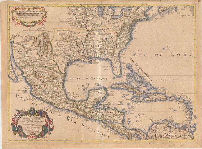Carte du Mexique et de la Floride des Terres Angloises et des Isles Antilles du Cours et des Environs de la Riviere de Mississipi...