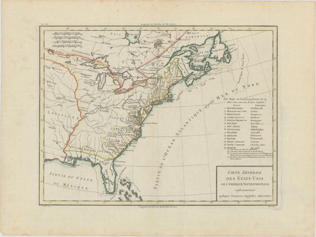 Carte Generale des Etats Unis de l'Amerique Septentrionale, Renfermant Aussi Quelques Provinces Angloises Adjacentes