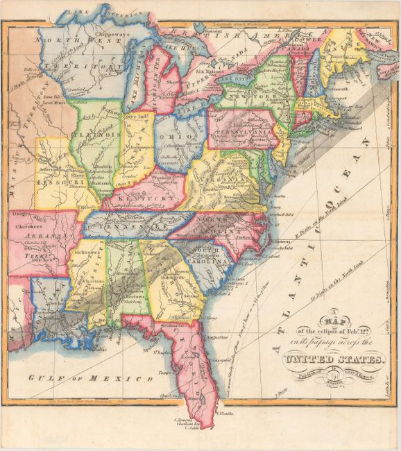 A Map of the Eclipse of Feby. 12th in Its Passage Across the United States