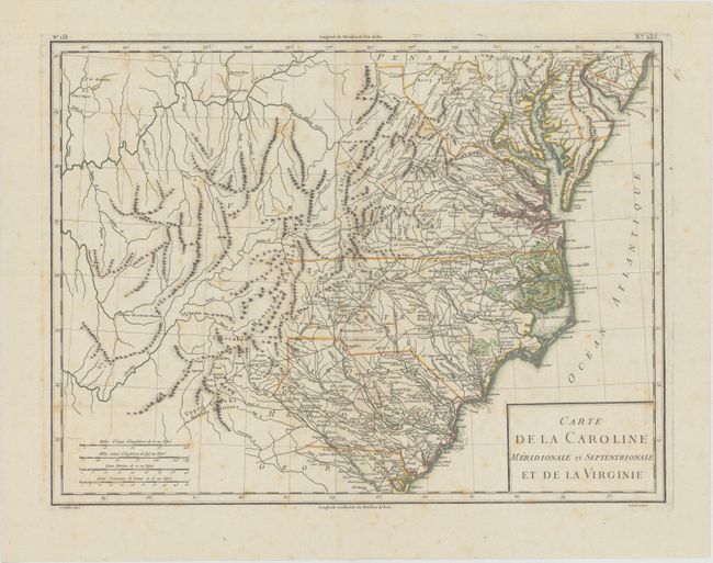 Carte de la Caroline Meridionale et Septentrionale et de la Virginie