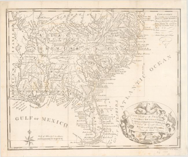 New Map of the States of Georgia South and North Carolina Virginia and Maryland Including the Spanish Provinces of West and East Florida from the Latest Surveys