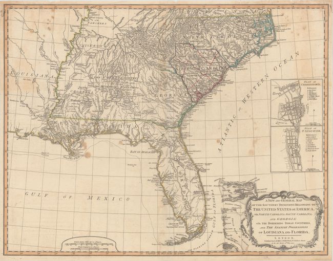 A New and General Map of the Southern Dominions Belonging to the United States of America, viz: North Carolina, South Carolina, and Georgia: with the Bordering Indian Countries and the Spanish Possessions of Louisiana and Florida