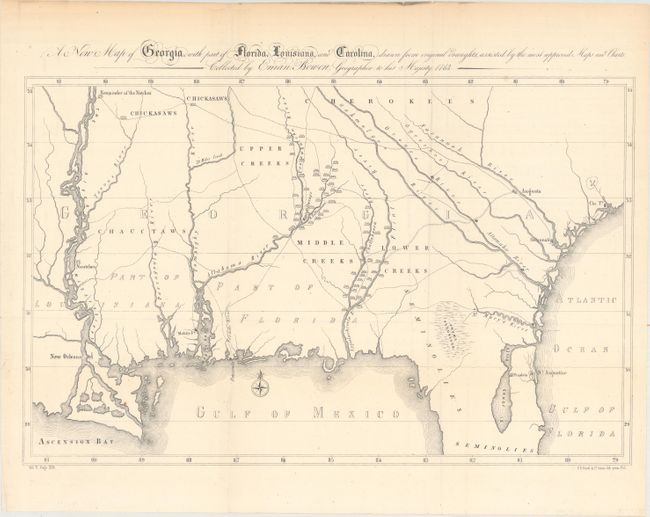 A New Map of Georgia, with Part of Florida, Louisiana, and Carolina, Drawn from Original Draughts, Assisted by the Most Approved Maps and Charts. Collected by Eman: Bowen...