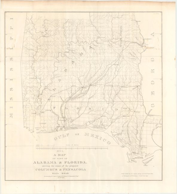 No. 1. A Map of Part of Alabama & Florida. Shewing the Route of the Proposed Columbus & Pensacola Rail Road