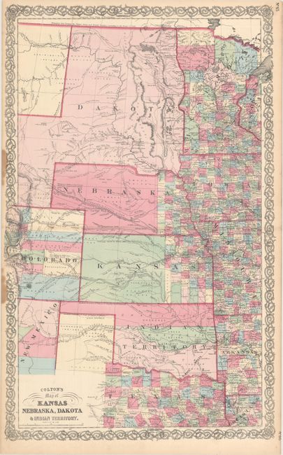Colton's Map of Kansas Nebraska, Dakota & Indian Territory
