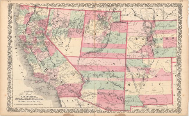 Colton's Map of California, Nevada, Utah, Colorado, Arizona & New Mexico