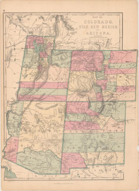 Map of Colorado, Utah, New Mexico, and Arizona