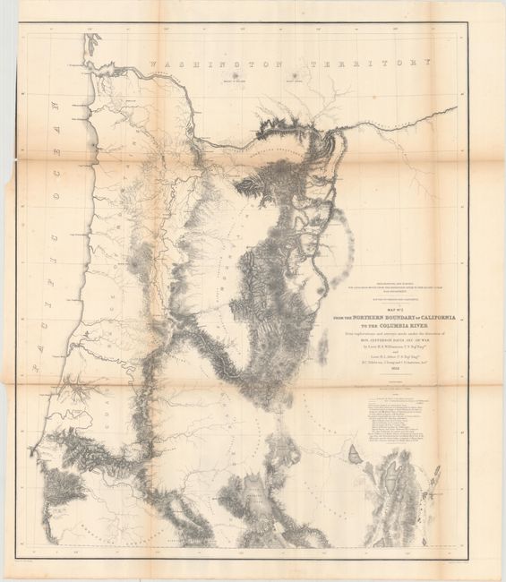 Map No. 2 from the Northern Boundary of California to the Columbia River from Explorations and Surveys Made Under the Direction of Hon. Jefferson Davis, Sec. of War...