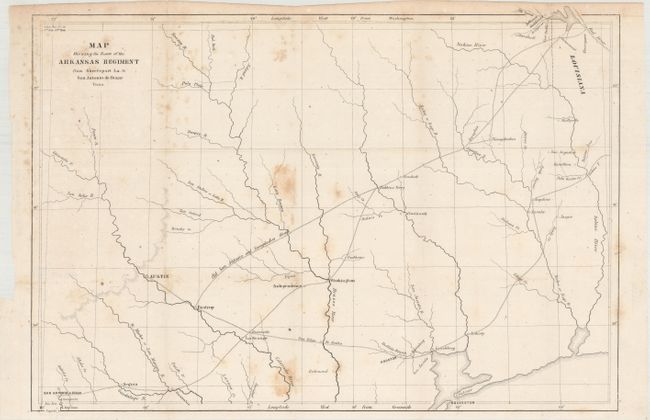 Map Showing the Route of the Arkansas Regiment from Shreveport La. to San Antonio de Bexar Texas