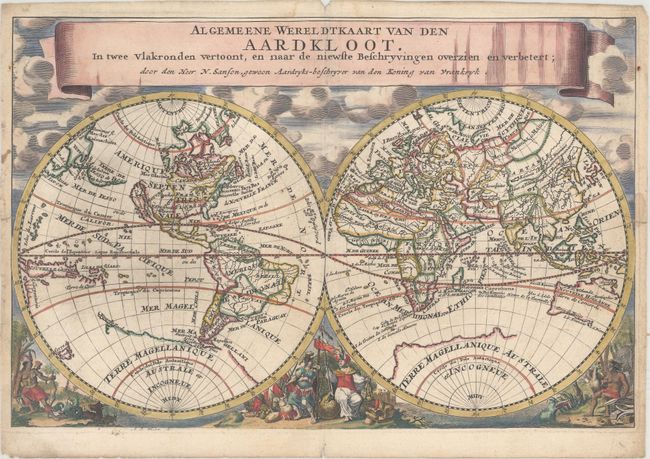 Algemeene Wereldtkaart van den Aardkloot. In twee Vlakronden Vertoont, en naar de Niewste Beschryvingen Overzien en Verbetert...