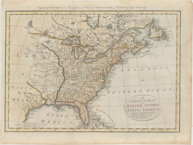 A Correct Map of the United States of North America. Including the British and Spanish Territories, Carefully Laid Down Agreeable to the Treaty of 1784